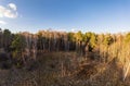 Aerial drone view of stunning colorful autumn fall forest Royalty Free Stock Photo