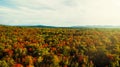 Aerial drone view of stunning colorful autumn fall forest. Drone Aerial View Concept. Royalty Free Stock Photo