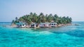 Aerial drone view of Tobacco Caye small Caribbean island in Belize Barrier Reef Royalty Free Stock Photo