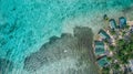 Aerial drone view of Tobacco Caye small Caribbean island in Belize Barrier Reef