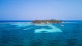 Aerial drone view of Tobacco Caye small Caribbean island in Belize Barrier Reef Royalty Free Stock Photo