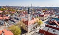 Aerial drone view on town hall and city main square Zielona Gora Royalty Free Stock Photo