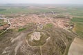 Aerial view of the town of Mota del Marques, Valladolid. Spain