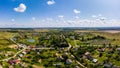 Aerial drone view of traditional Ukrainian village. Countryside it the west of Ukraine Royalty Free Stock Photo