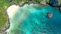 Aerial drone view of tropical Ko Phi Phi island, beaches and boats in blue clear Andaman sea water from above, Thailand Royalty Free Stock Photo