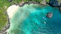 Aerial drone view of tropical Ko Phi Phi island, beaches and boats in blue clear Andaman sea water from above Royalty Free Stock Photo