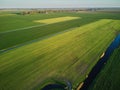 Aerial drone view of typical Dutch fields and polders Royalty Free Stock Photo