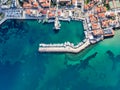 Aerial drone view of Urla district of Izmir, Turkey\'s third largest city. Iskele - Urla - Turkey Royalty Free Stock Photo