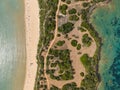 Aerial drone view of Vasilikos Gerakas beach in Zante, Zakynthos. Jason\'s bite on Zakinthos island, Greece. Gerakas Beach. Royalty Free Stock Photo