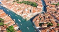 Aerial drone view of Venice city Grand Canal, island cityscape and Venetian lagoon from above, Italy Royalty Free Stock Photo