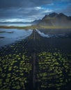 Aerial view of Vestrahorn at Stokksnes, Iceland