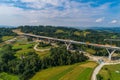 Aerial drone view on viaduct construction.