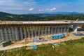 Aerial drone view on viaduct construction.