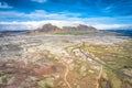 Aerial drone view of Volcanic Landscape Iceland Berserkjahraun, Snaefellsnes