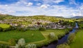Aerial drone view of the Welsh town of Crickhowell Royalty Free Stock Photo