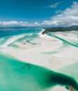 Aerial Drone view of Whitehaven Beach in the Whitsundays, Queensland, Australia Royalty Free Stock Photo