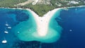 Aerial drone view on zlatni rat beach on brac island in Croatia Royalty Free Stock Photo