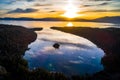 Aerial drone views high above Emerald Bay at Sunrise a once in a lifetime nature landscape Royalty Free Stock Photo