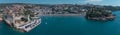 Aerial drone Wide panorama of ulcinj small beach and beachfront
