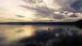 Aerial Drone - Winter Landscape at Sunset on the Lake.mp