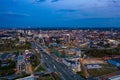 Aerial drove above view on Katowice city centre and DTS road Royalty Free Stock Photo