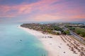 Aerial from Druif Beach on Aruba island in the Caribbean at sunset Royalty Free Stock Photo