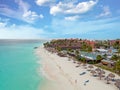 Aerial from Druif beach on Aruba island in the Caribbean at suns Royalty Free Stock Photo