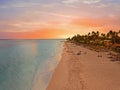 Aerial from Druif beach on Aruba island in the Caribbean at sunset Royalty Free Stock Photo