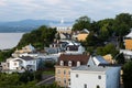 Aerial east view of part of the LÃÂ©vis old town seen during a late summer afternoon