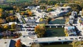 Aerial of Elora, Ontario, Canada in fall Royalty Free Stock Photo