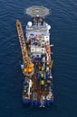 Aerial of the Emerald Sea an offshore support supply vessel. Royalty Free Stock Photo