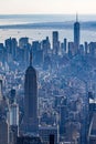 Aerial of the Empire State Building and One World Trade Center in Manhattan, New York City. Royalty Free Stock Photo
