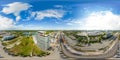 Aerial 360 equirectangular spherical vr photo Brightline Aventura train platform under construction