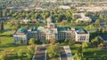 Aerial establishing shot of Montana State Capitol in Helena