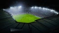 Aerial Establishing Shot of a Whole Stadium with Soccer Championship Match. Teams Play, Crowd of
