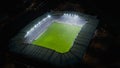 Aerial Establishing Shot of a Whole Stadium with Soccer Championship Match. Teams Play, Crowd of