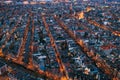 Aerial evening Amsterdam view with narrow canals, streets and historic buildings, view from above, Netherlands Royalty Free Stock Photo