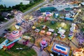 Aerial of a Fair as darkness falls