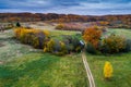 Aerial fall landscape in countryside