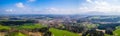 Aerial famous old town of bad toelz Apri. Mountains Isar river bavaria germany