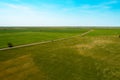 Aerial. Farming and agriculture industry. Green grass texture background. Spring or summer background with green grass