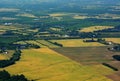 Aerial view from above farmland in southern Ontario