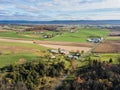 Aerial of Farmland Surrounding Shippensburg, Pennsylvania during Royalty Free Stock Photo