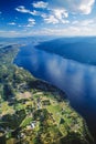 Aerial of the Okanagan farms, lake vineyards, BC, Canada Royalty Free Stock Photo