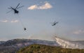 Helicopters extinguish forest fire in Croatia Royalty Free Stock Photo