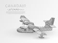 Origami style Aerial firefighting Canadair plane. water bomber aircraft fighting flames in forest. low poly Vector