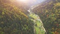 Aerial Flight in Carpathian mountains Royalty Free Stock Photo