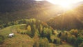 Aerial Flight in Carpathian mountains. Royalty Free Stock Photo