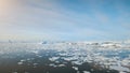 Aerial flight over Antarctica ice ocean water.