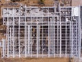 Aerial flight over a construction site.Building frame.Top view.Aerial photo Royalty Free Stock Photo